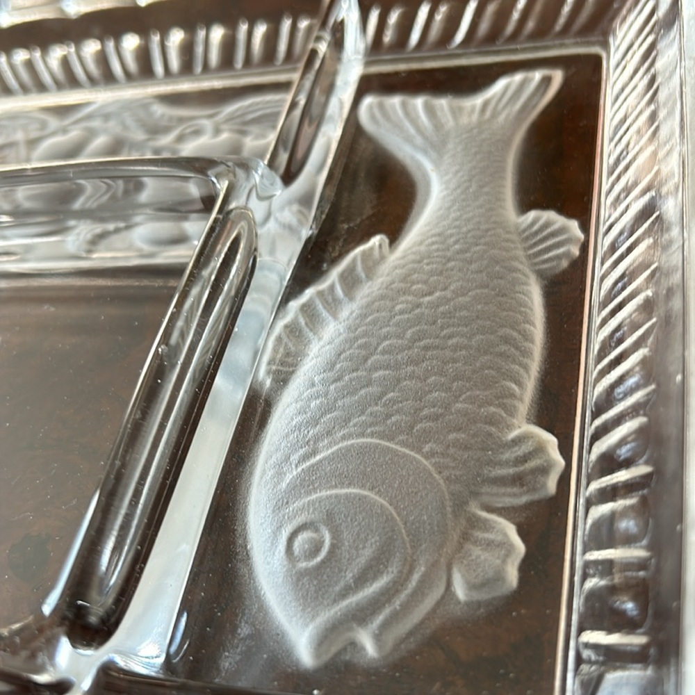 Glass Serving Dish 5 Compartments Heavy Plate w/Divided Areas Frosted Images - Picture 6 of 6